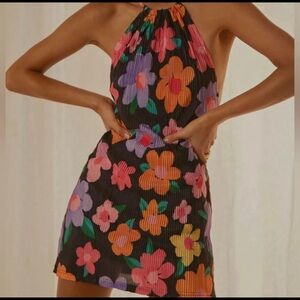 Peppermayo Floral Mini Dress - Black, Pink, Orange, Purple